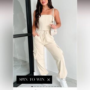 Very Competitive Corset & Jogger Set (Sand) × 1